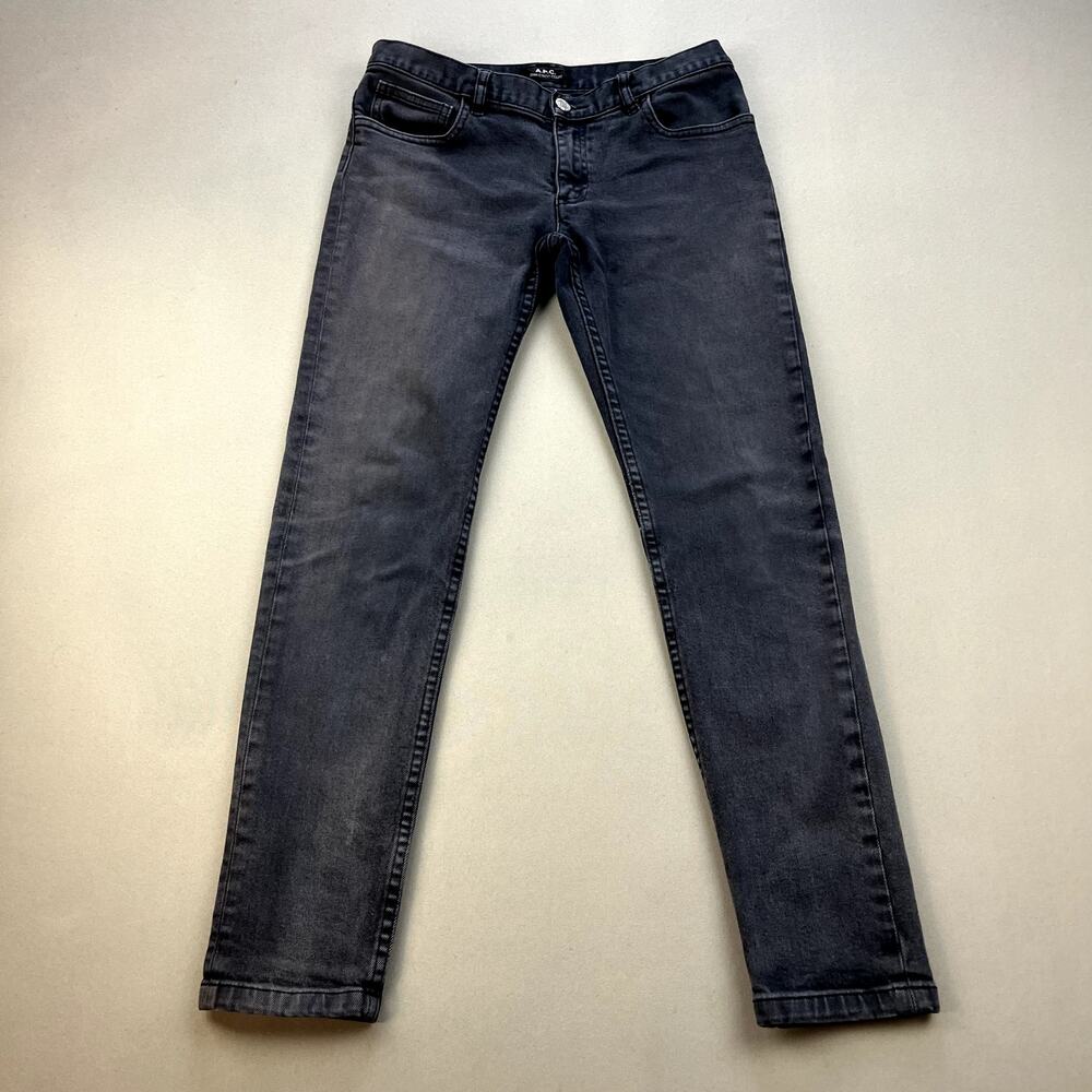 APC Jeans Womens 26 Black Denim Etroit Court Skinny Fit Light Charcoal Wash